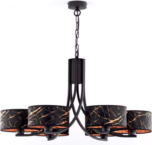 Lampadario a sospensione Arthur Jupiter nero e rame con 6 lampadine E27
