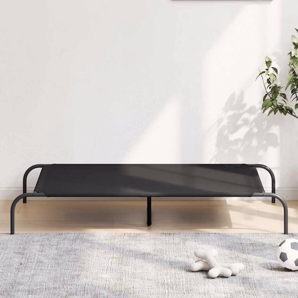 Cuccia per cani rialzata vidaXL nera in tessuto Oxford e acciaio L: 130 cm, P: 80 cm, H: 20 cm