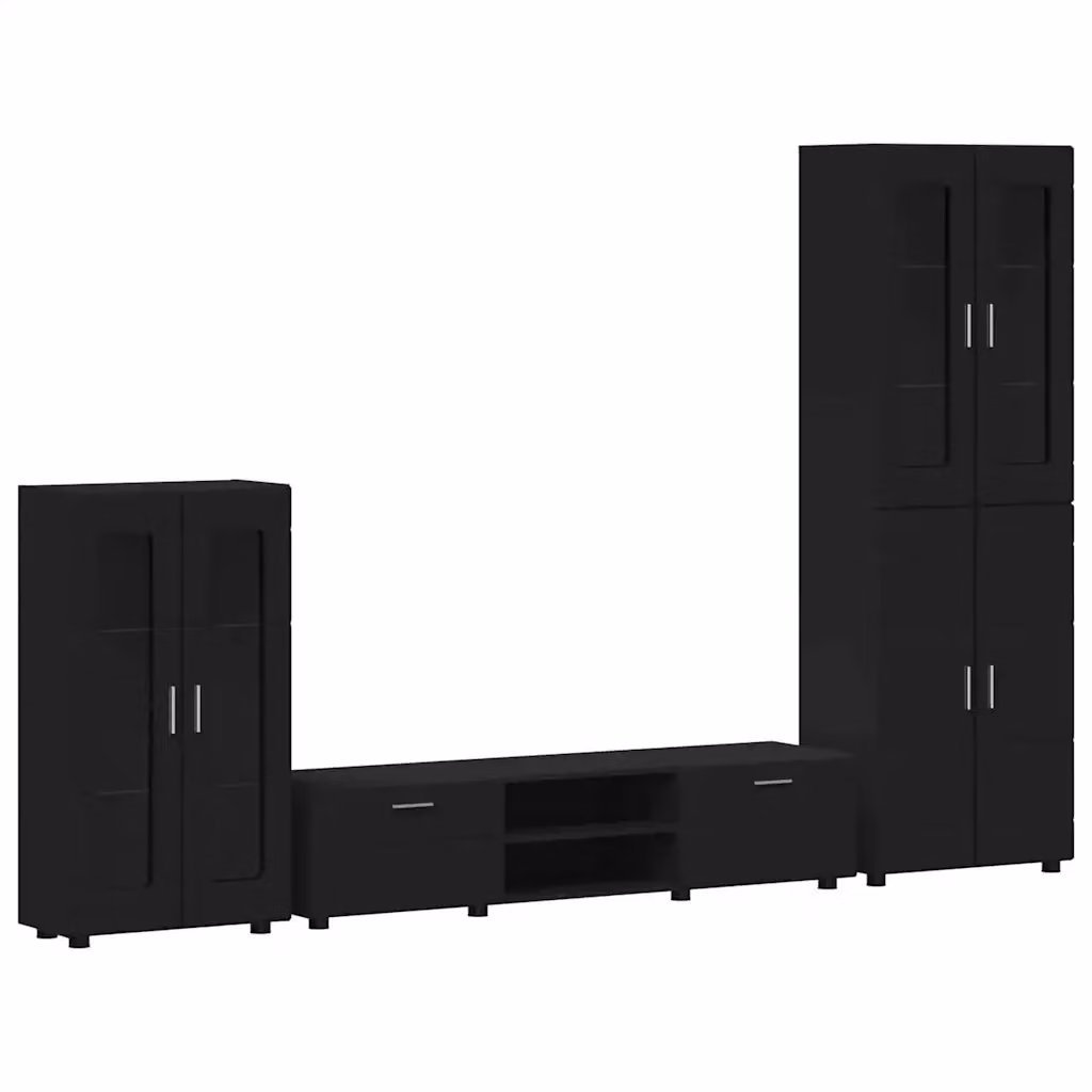 Set mobile TV vidaXL FLORIN 3 pezzi Nero opaco in legno ingegnerizzato L: 150 cm, H: 71,1 cm, P: 39 cm – 2