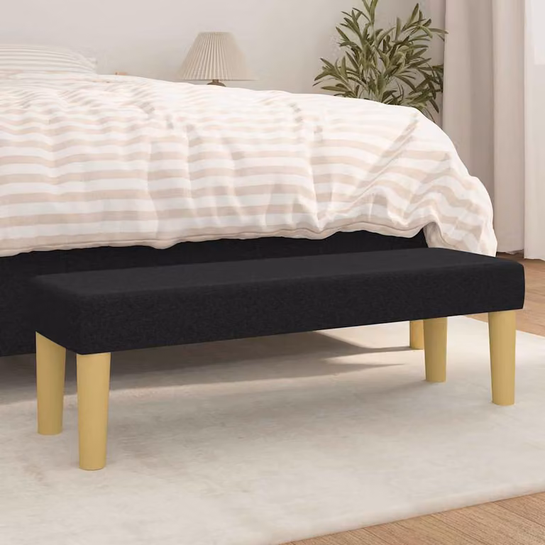 Panca moderna vidaXL in tessuto nero con struttura in legno L 100 x P 30 x H 30 cm