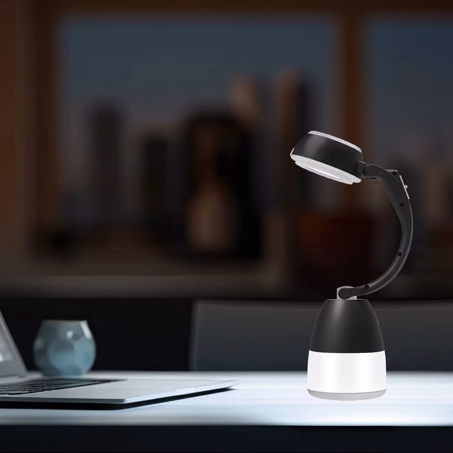 DICTROLUX Lampada Multifunzionale 3 in 1 LED con Torcia, Lampada da Tavolo e da Campeggio, Colore Nero o Grigio – 3