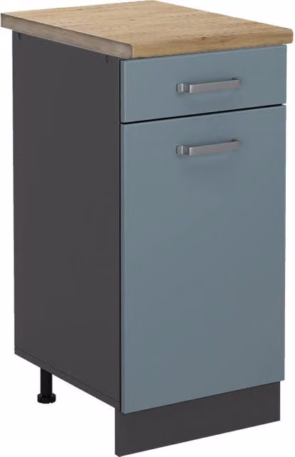 Mobiletto base per cucina Vicco R-Line Grigio-blu/Antracite con Rovere, L: 40 cm, H: 81,6 cm, P: 60 cm