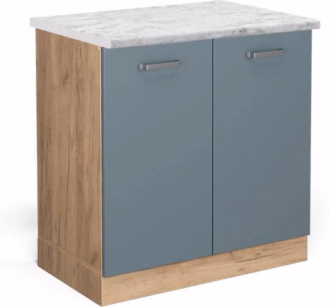 Mobile lavello cucina R-Line Grigio-blu/Rovere dorato 80 cm PL Marmo Vicco