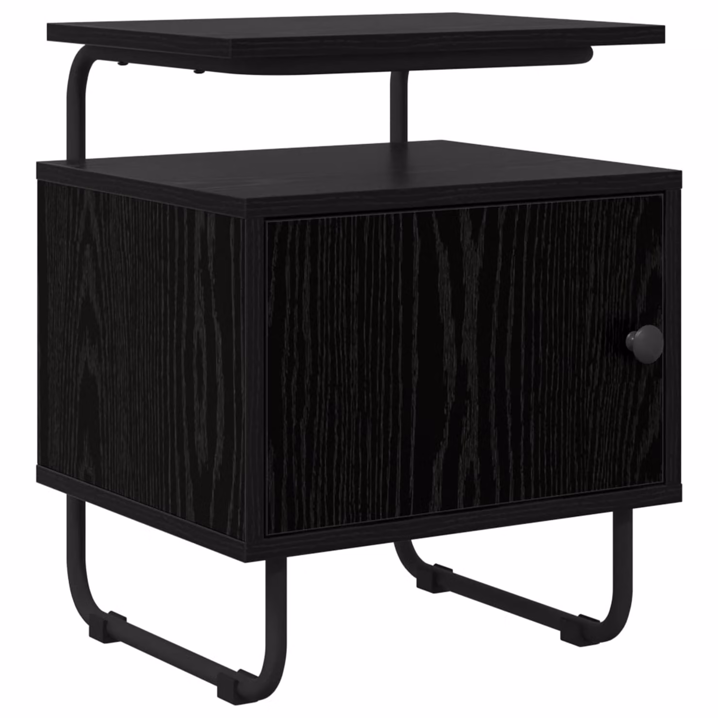 Armadio da notte vidaXL moderno in legno ingegnerizzato e metallo, colore nero e marrone rovere