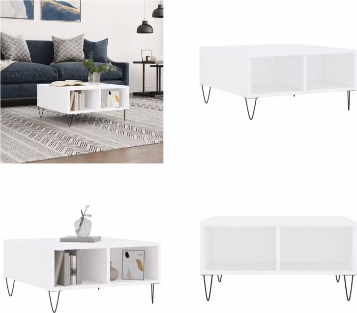 vidaXL Tavolino da caffè bianco 60x60x30 cm Materiale a base di legno - Tavolino da caffè - Tavolini da caffè - Tavolino basso - Tavolo