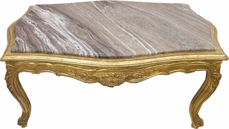 Casa Padrino Tavolino barocco oro con piano in marmo intarsiato - Mobili soggiorno tavolo stile antico