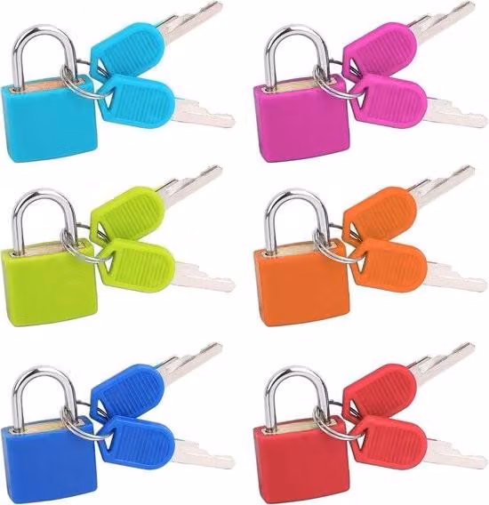 Lucchetti colorati - Pratici per bagagli e armadi - Confezione da 6 - Multicolore