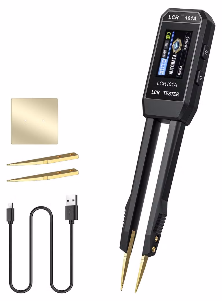 Misuratore di induttanza, capacità e resistenza (LCR), pinza, 100 Hz / 1 kHz / 10 kHz, rilevamento automatico