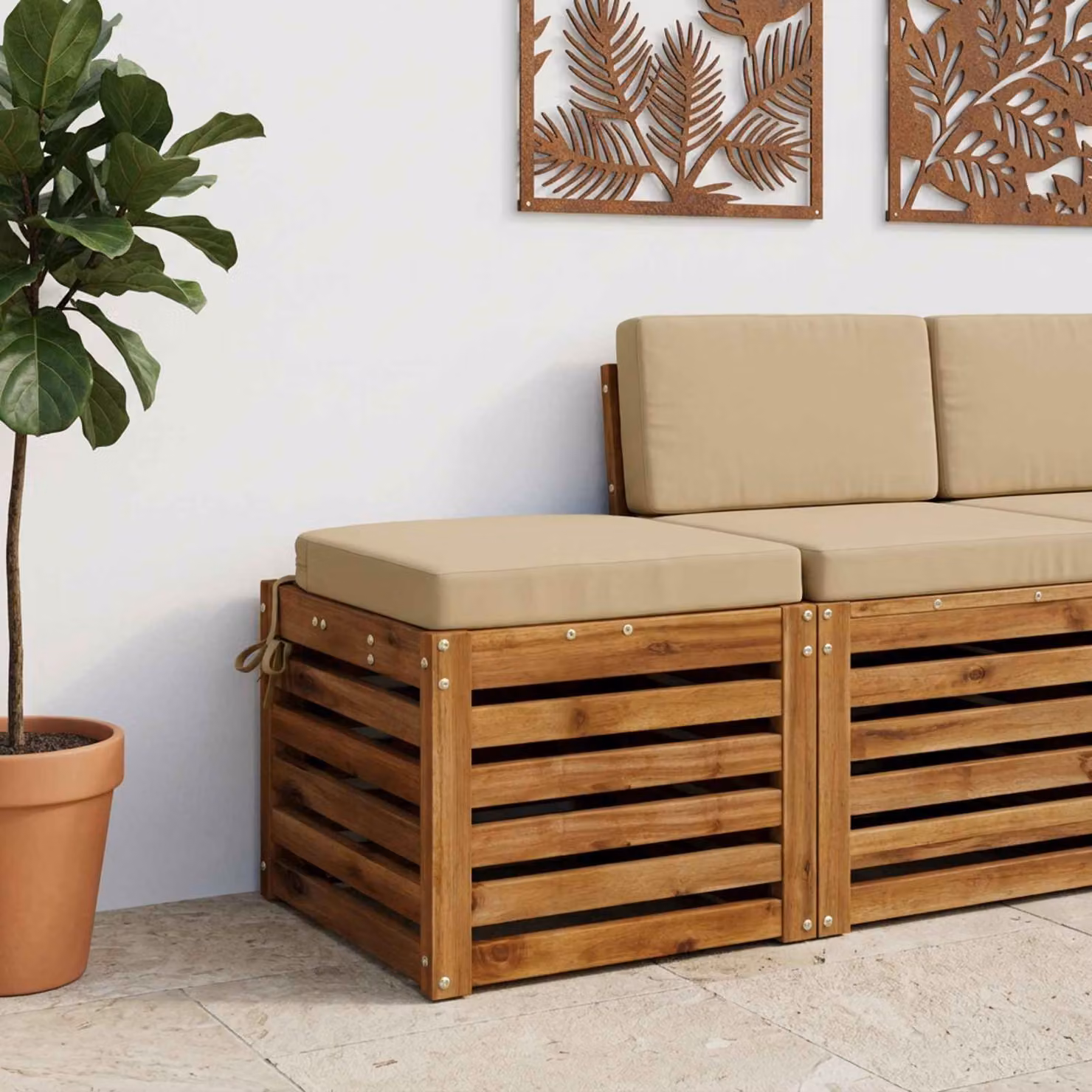 Cuscino per sedile vidaXL SOEST in poliestere beige con rivestimento rimovibile e lavabile