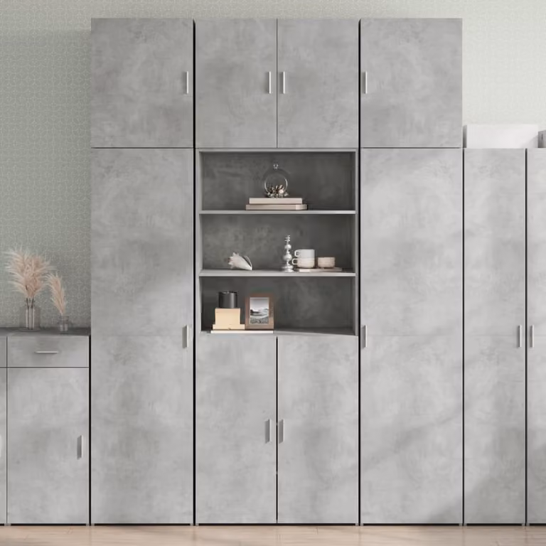 vidaXL Credenza Moderna Grigia in Legno e MDF con Ante a Battente e Ripiani, L: 80 cm, P: 42,5 cm, H: 249 cm