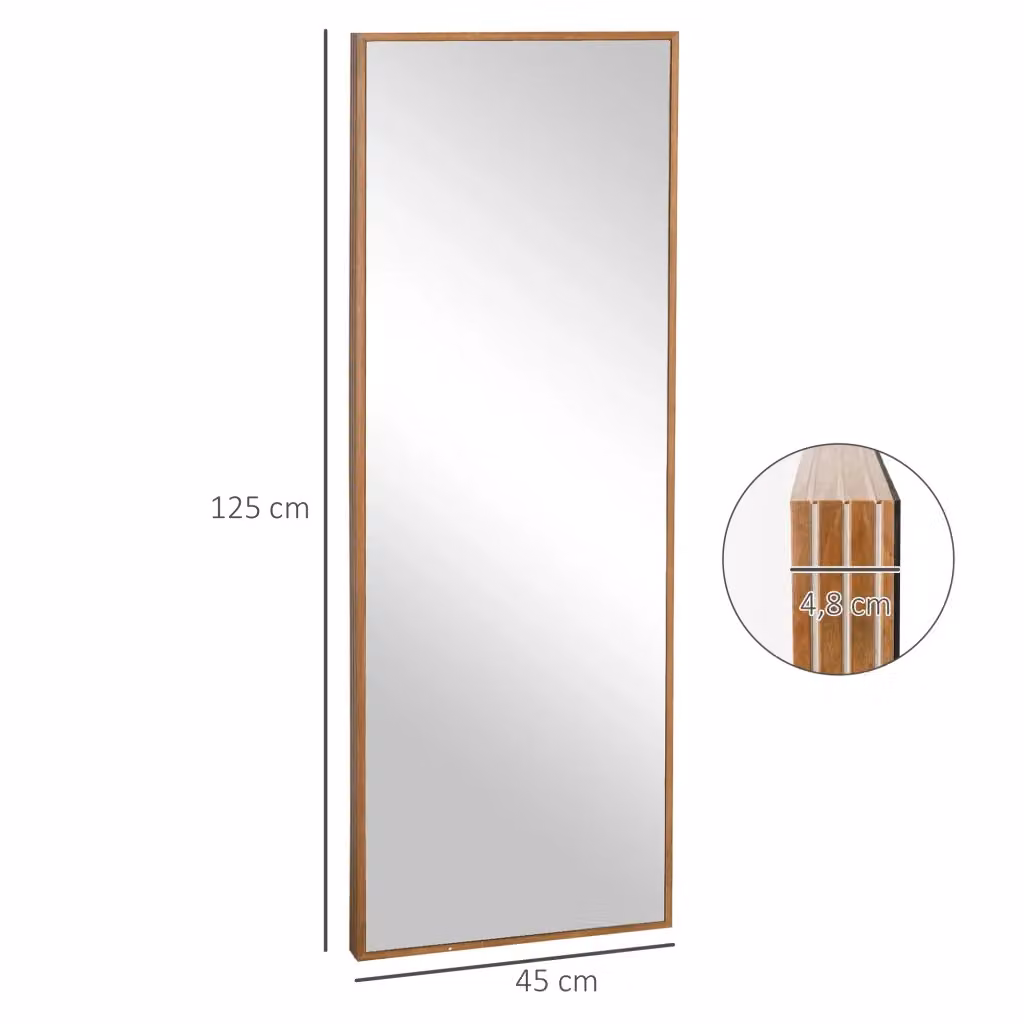 Specchio da parete rettangolare WISHDOR con cornice in legno marrone, L: 125 cm, P: 45 cm – 2