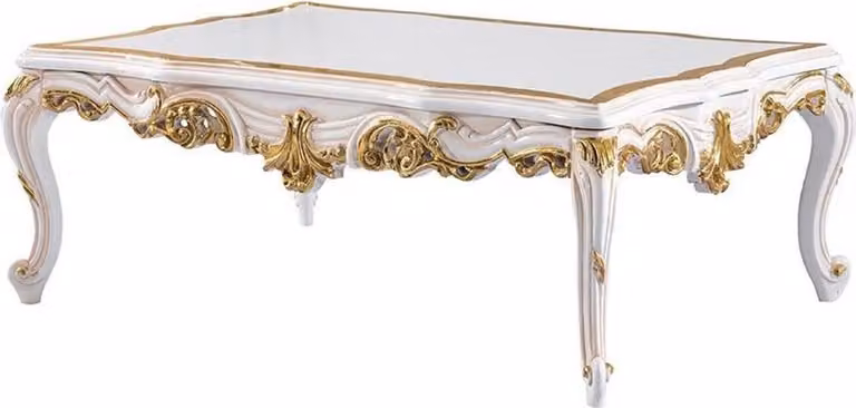 Casa Padrino tavolino barocco bianco / beige / oro - Sontuoso tavolo da salotto in stile barocco - Mobili da salotto in stile barocco - Mobili barocchi - Arredamento barocco - Mobili in stile barocco