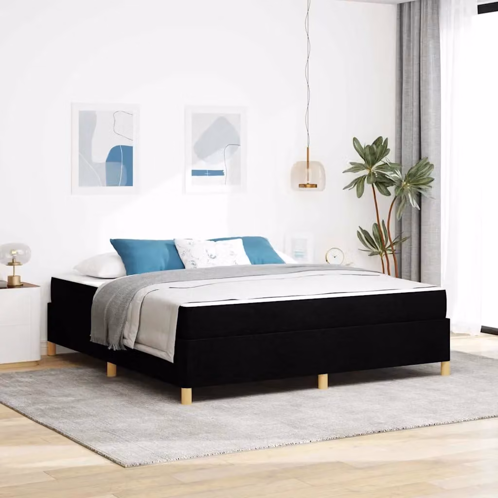 Struttura letto con materasso vidaXL in tessuto nero con cassetti L: 180 cm, P: 200 cm, H: 203 cm – 1
