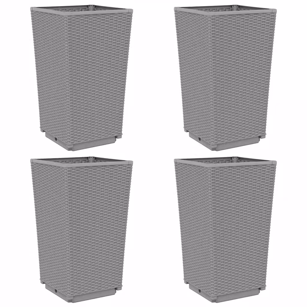 Set di 4 fioriere da giardino vidaXL in plastica grigio chiaro L/P/H: 32,5 x 32,5 x 57 cm – 2