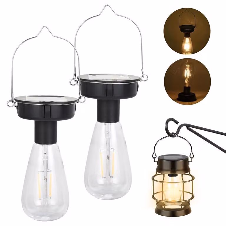 Lampada solare di ricambio, 8,5 cm, confezione da 2, con LED, grado di protezione IP65, con accensione automatica