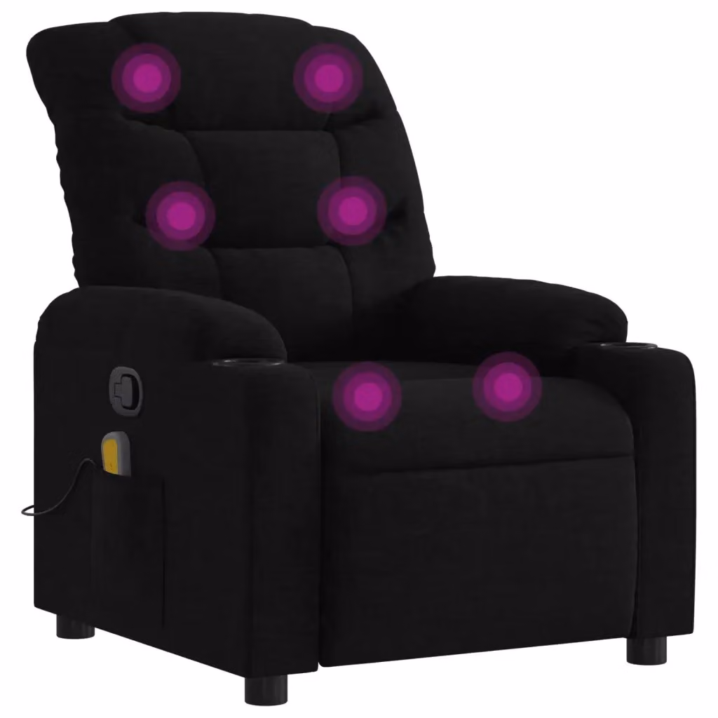 Poltrona Reclinabile Relax vidaXL in Tessuto Nero con Braccioli e Regolazione Manuale – 2