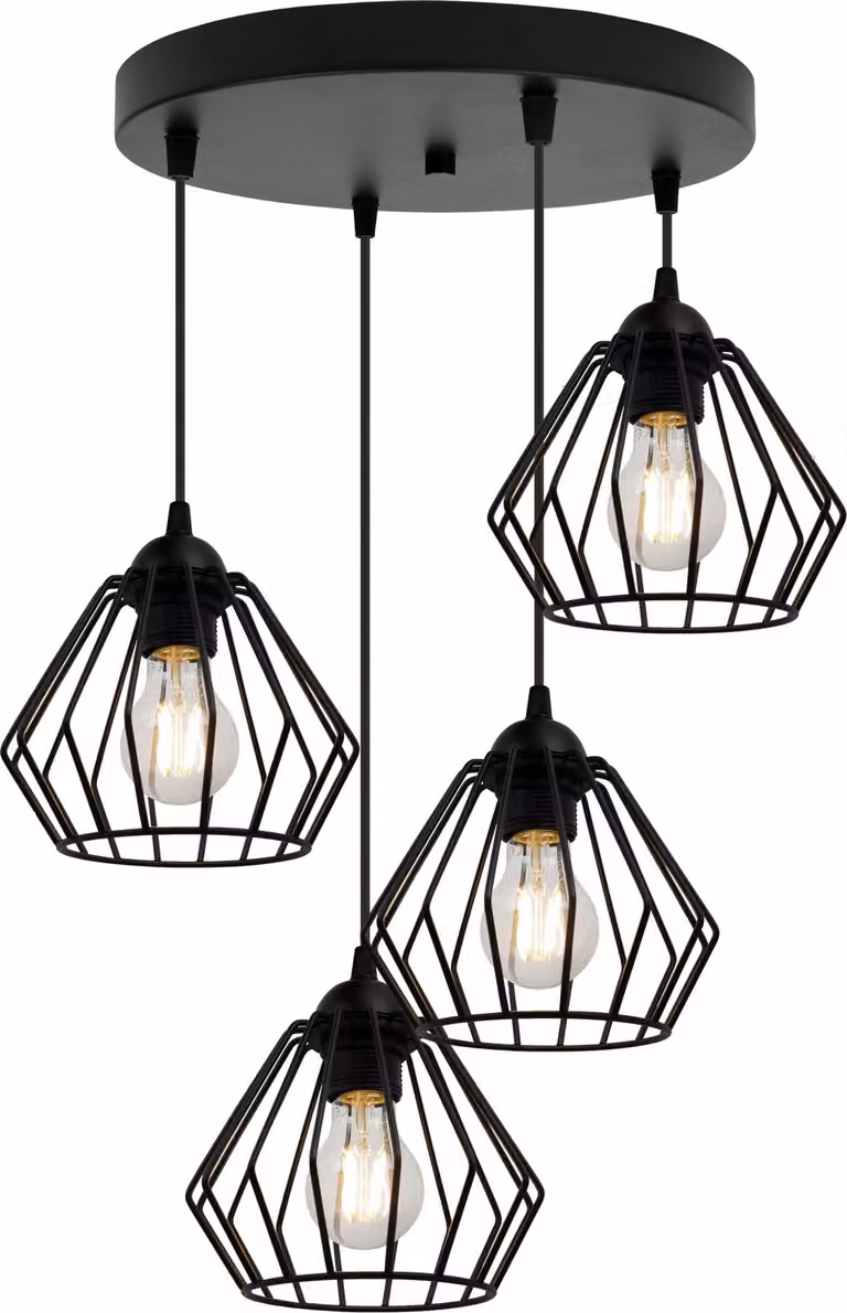 Lampadario A Sospensione In Filo Metallico Nero Loft Lampadario A Cronchetto Led