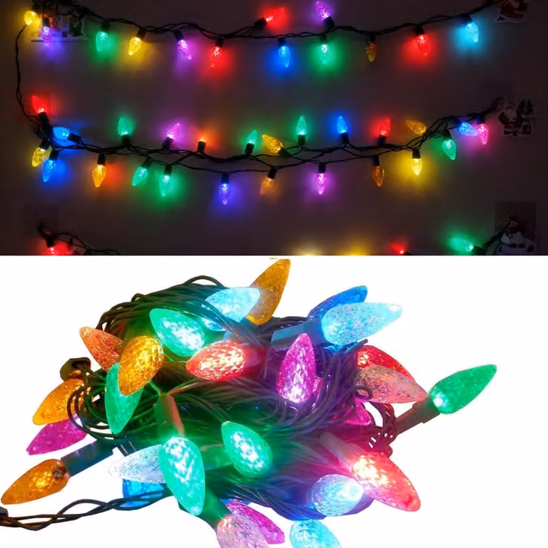 Catena luminosa a LED, 50 LED, 5 metri, multicolore, alimentata a batteria