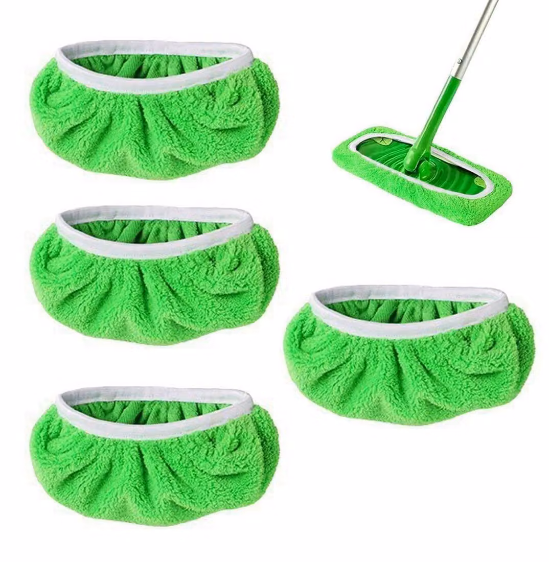 Tappetini per la pulizia, set da 4, 25,4 x 11,5 cm, lavabili, in pile di corallo