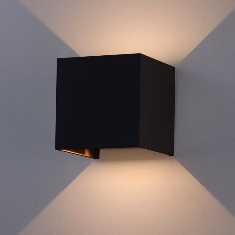 Lampada a LED da parete, 7 W, 3000 K, grado di protezione IP65, alluminio, colore nero, dimensioni 10 x 10 x 10 cm
