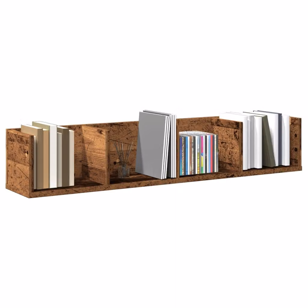 Scaffale porta CD da parete vidaXL in legno multistrato color marrone antico L 100 x P 18 x H 18 cm