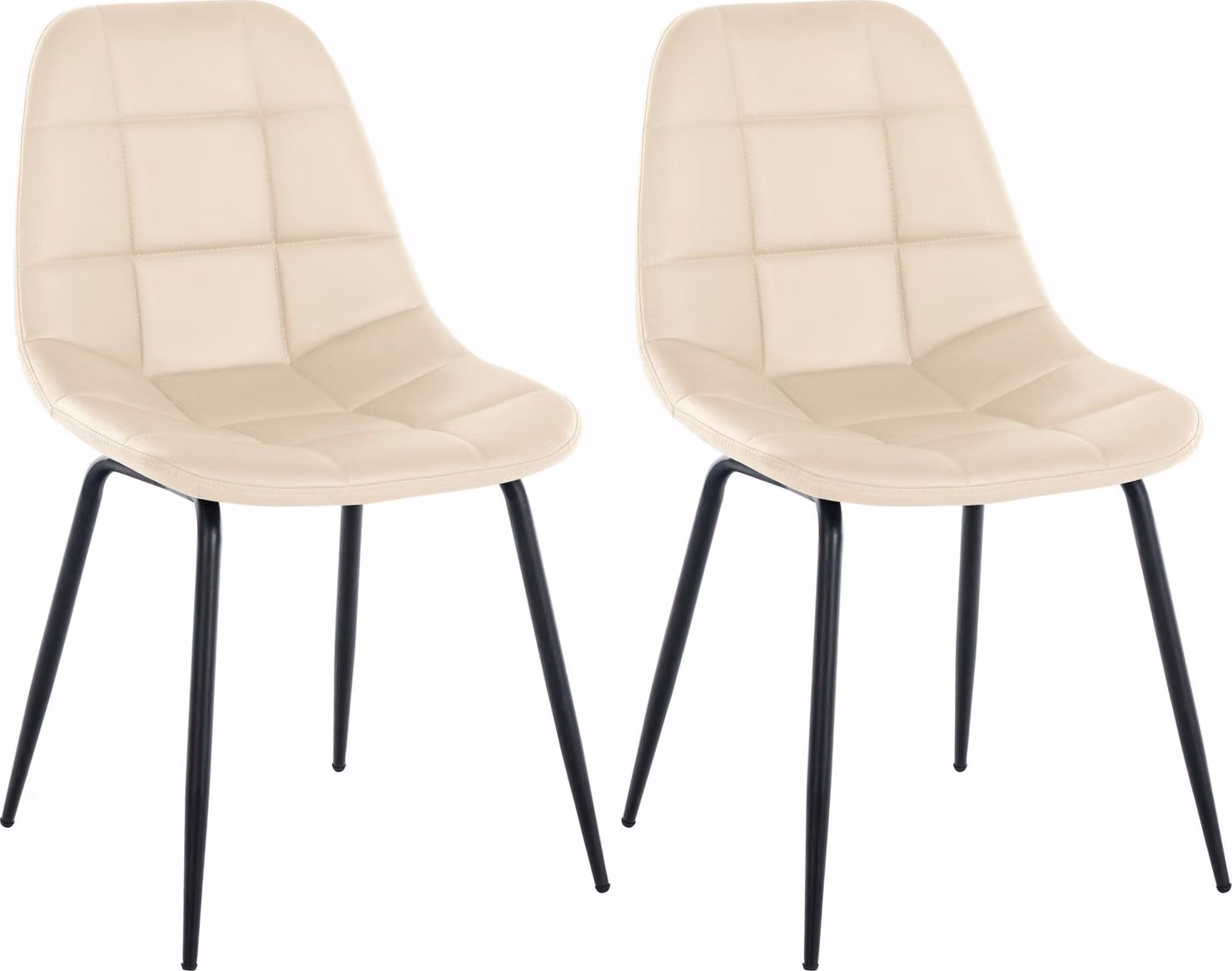 Set da 2 sedie da pranzo moderne, imbottite, in ecopelle e metallo, altezza 80 cm, larghezza 46 cm