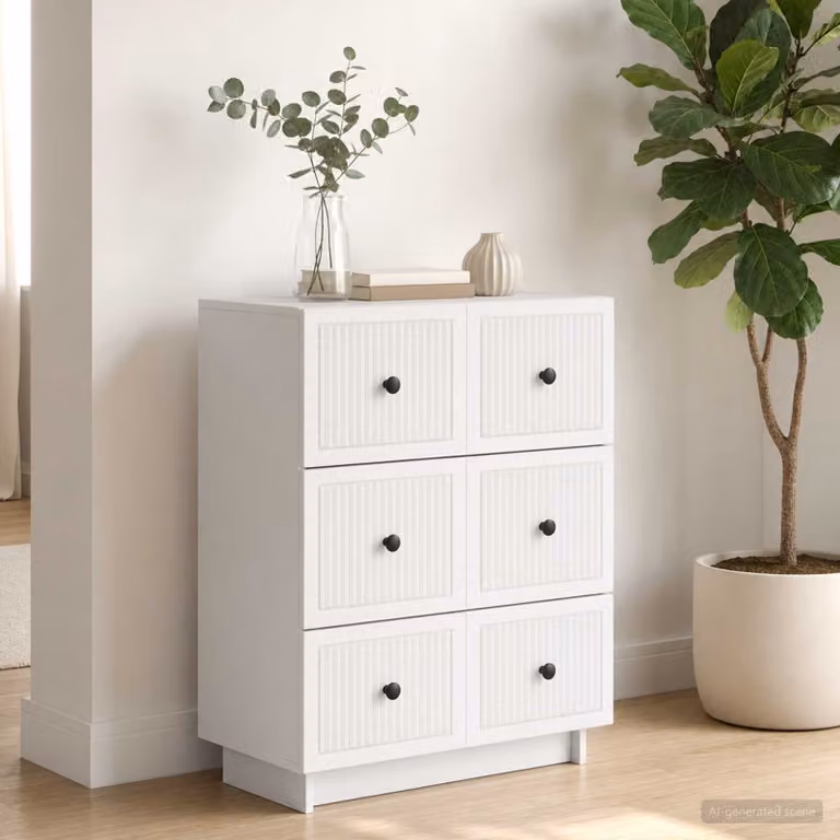 Carrello mobile con cassetti vidaXL in stile retro, Bianco, L 66 cm x P 34,5 cm x H 90 cm