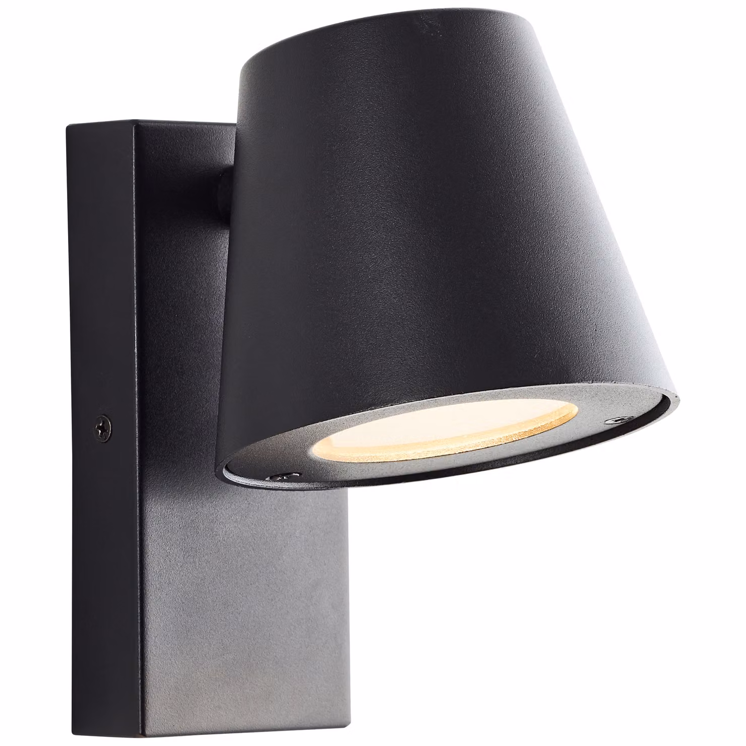 BRILLIANT: Lampada da parete esterna nera, modello Bari | Altezza 17 cm | Attacco GU10, massimo 10W | Grado di protezione IP44 | Materiali: metallo/plastica