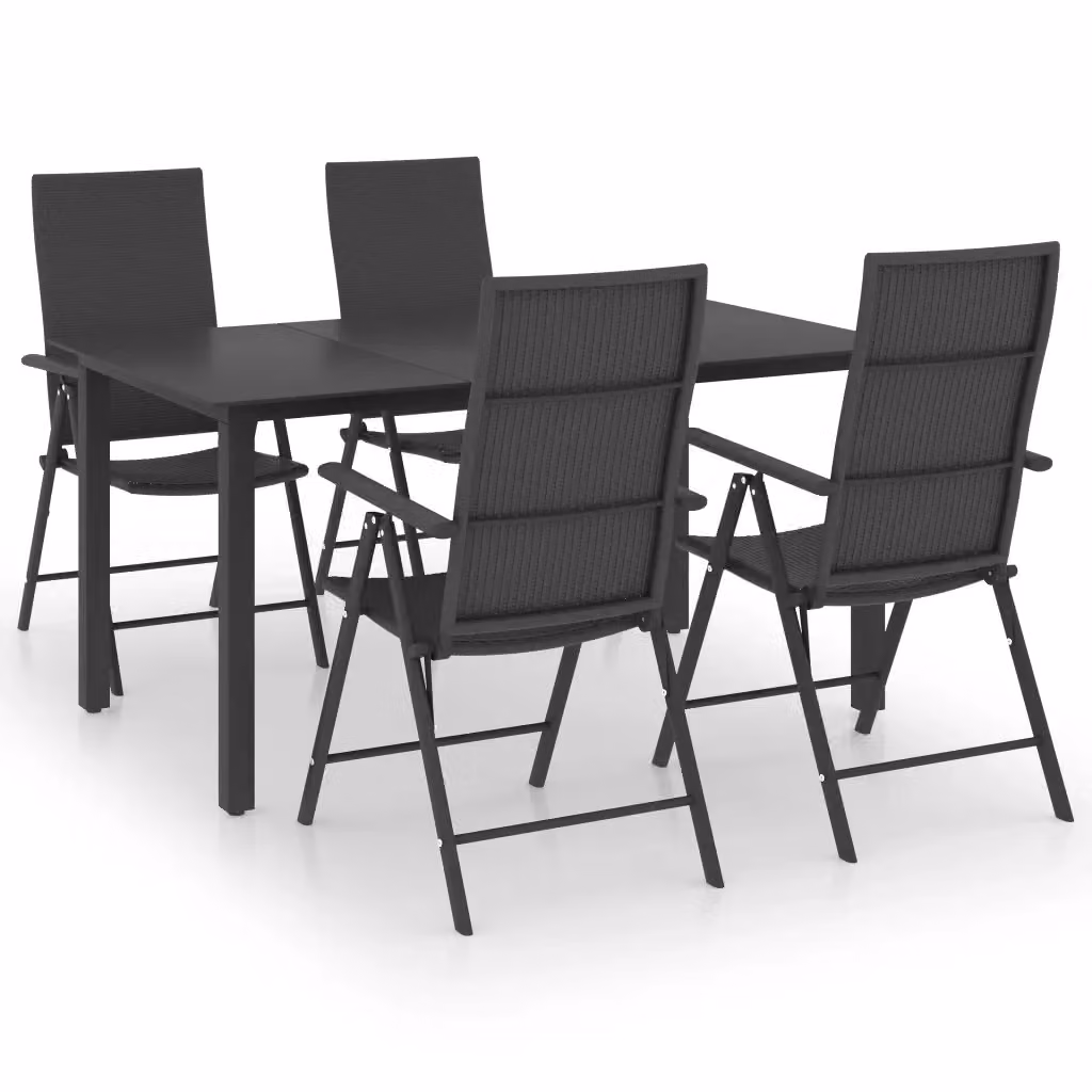 Set da pranzo da giardino moderno vidaXL in alluminio nero e vetro, 5 pezzi – 2
