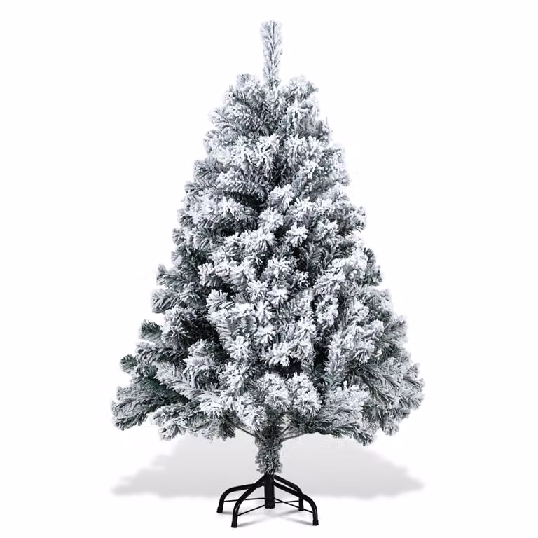 Jopassy albero di Natale floccato polvere di neve Decorazione di Natale albero artificiale 120cm con polvere di neve