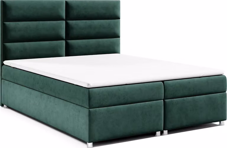 Best for Home Letto boxspring con contenitore Trinity K-4 Materasso a molle Bonell incl. topper, con consegna 200x200-verde