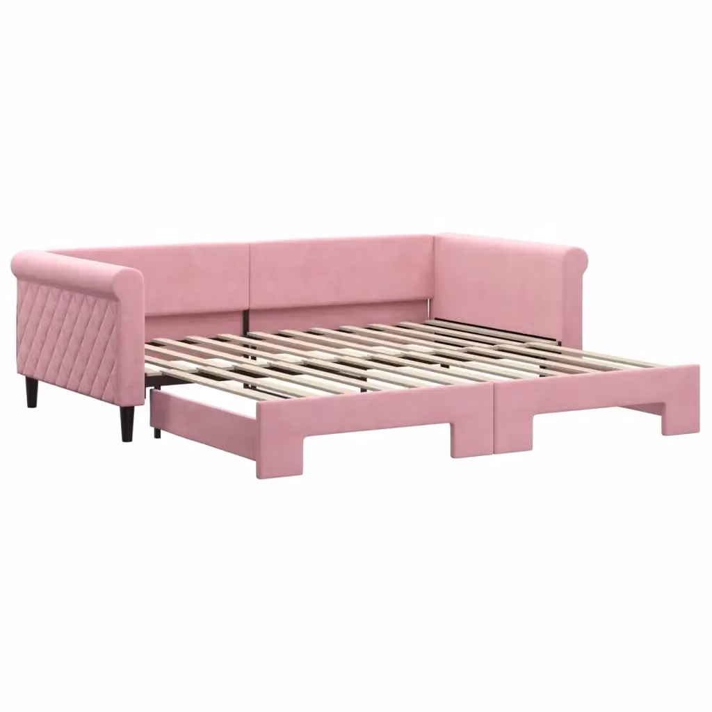 Divano Letto con Letto Estraibile vidaXL in Velluto Rosa per Soggiorno e Camera da Letto L/P/H: 229 x 110 x 68 cm, Letto Estraibile 100 x 200 cm – 2