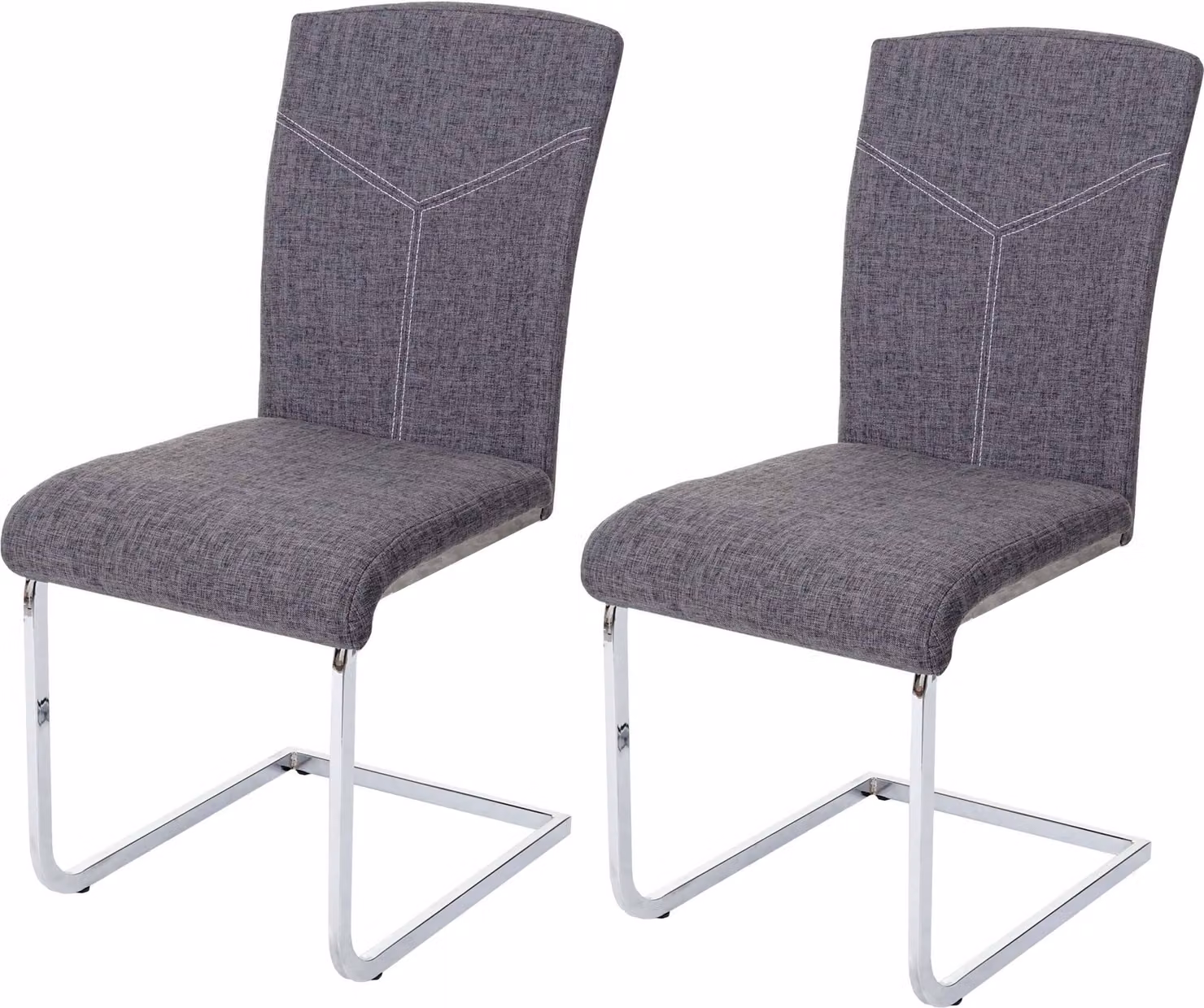 set di 2 sedie per sala da pranzo HWC-F36, sedia da cucina a sbalzo sedia da conferenza ~ tessuto/tessuto, grigio