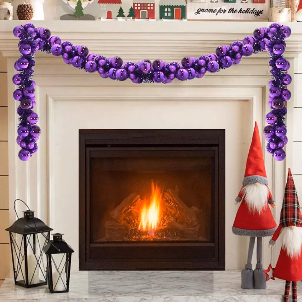 Ghirlanda di Natale con Palline LED viola vidaXL, Lunghezza: 186 cm