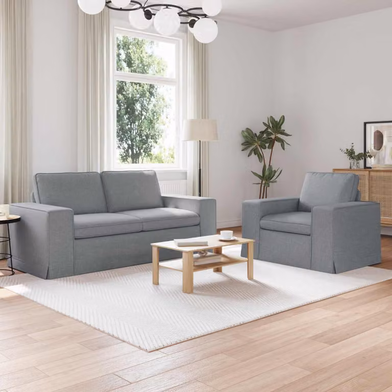 Set di 2 divani vidaXL a forma di L in tessuto grigio con struttura in metallo L: 182 x 80 x 82 cm