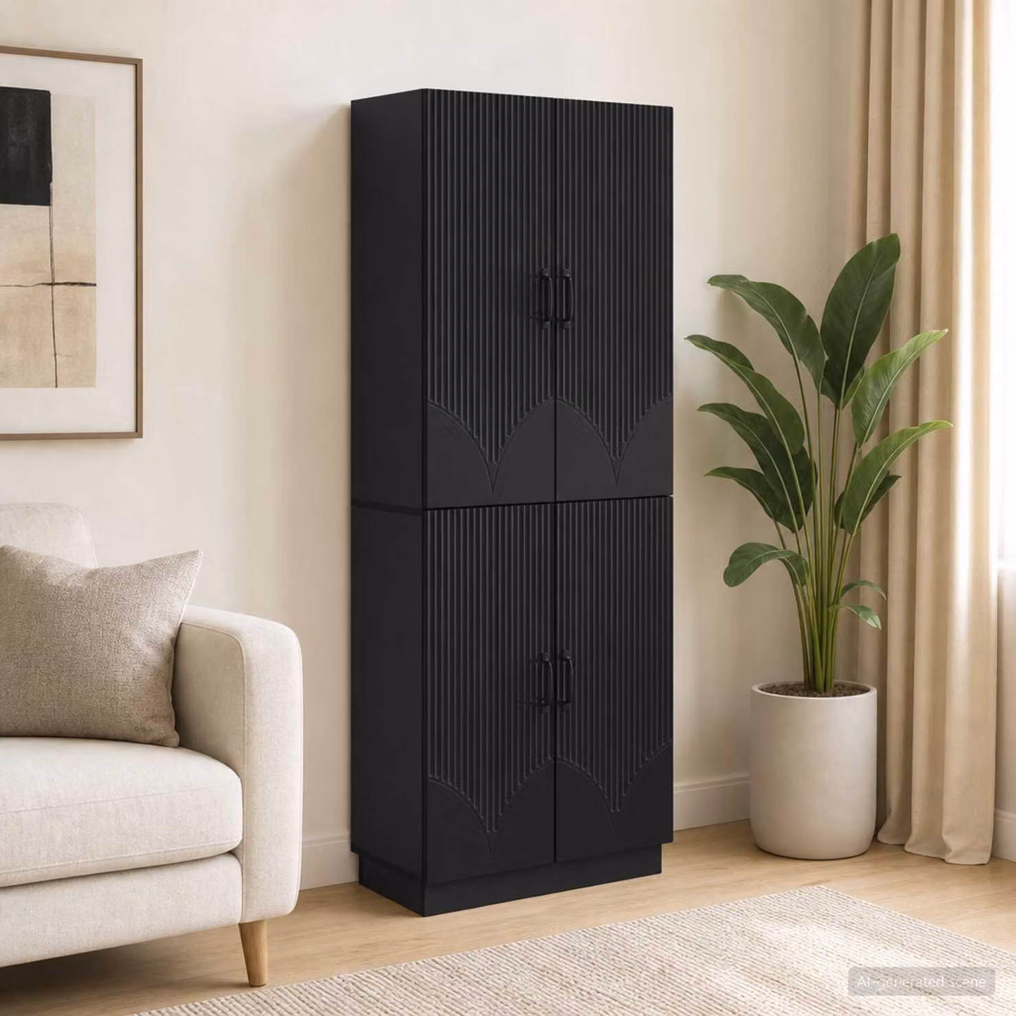 Set di 2 armadi vidaXL in legno ingegnerizzato nero opaco con ante a battente e ripiani interni L/P/H: 87 x 34,5 x 66 cm