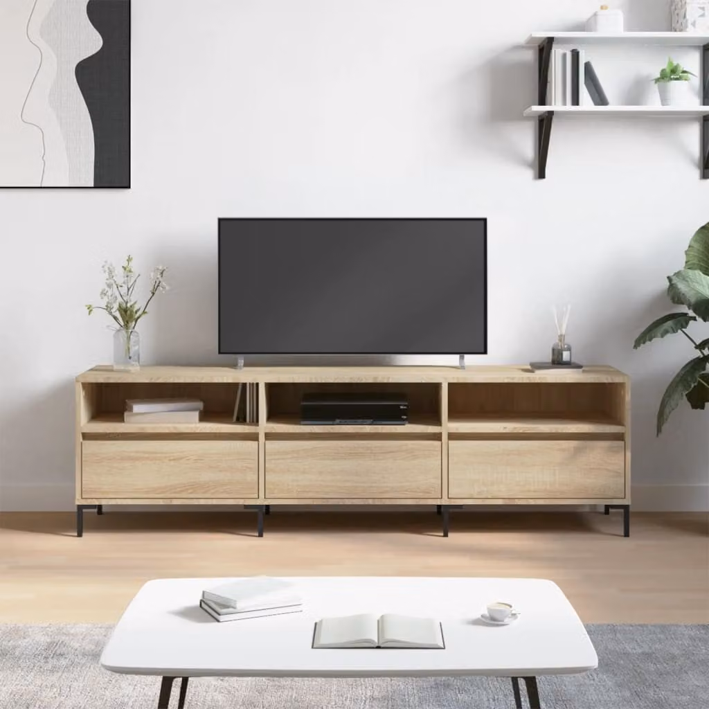 Mobile Porta TV vidaXL in Rovere Sonoma e Metallo, Marrone, L 150 x P 30 x H 44,5 cm