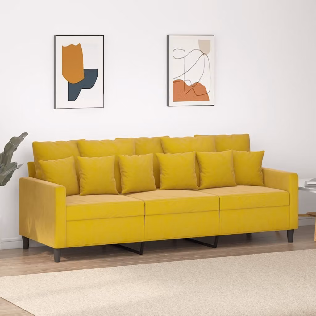 Maison Exclusive - Divano a tre posti giallo 180 cm in velluto