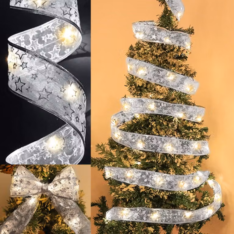 Catena luminosa natalizia, lunghezza 550 cm, 50 LED, colore argento