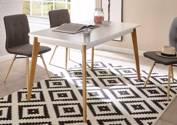 Tavolo da pranzo Merle 140-180x80cm rovere riviera / bianco opaco Tavolo da sala da pranzo Tavolo da cucina