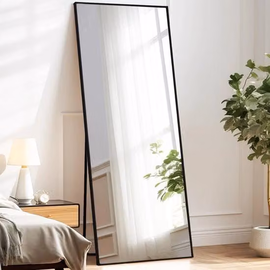 Specchio grande da parete 180x76cm con cornice in alluminio nero