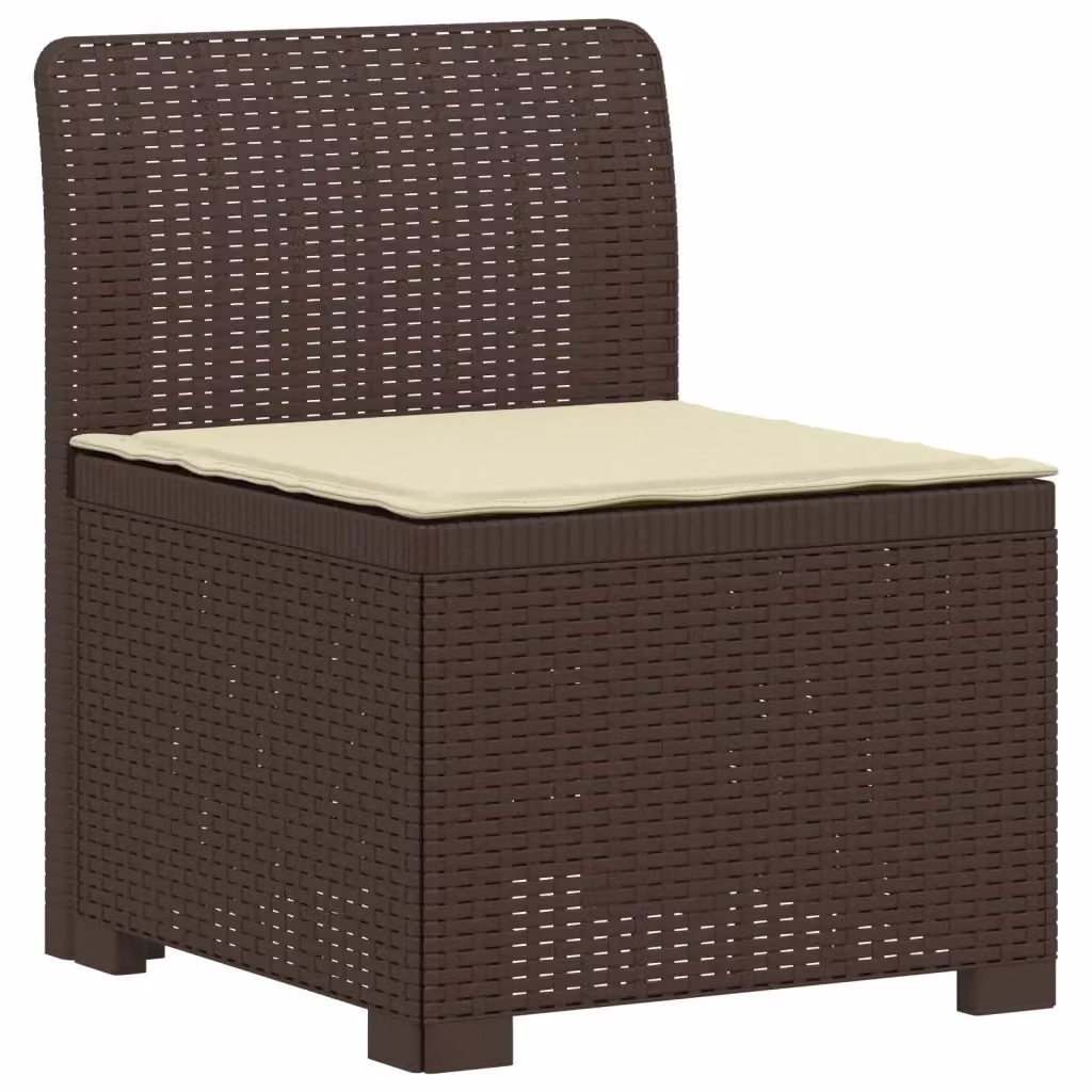 Divano da giardino a 1 posto con cuscino in rattan marrone per esterno e balcone – 2
