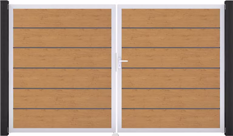 GroJa BasicLine Sistema a innesto in PVC Premium a due ante con telaio in alluminio 3000 x 1800 mm asteiche_natur DIN destra
