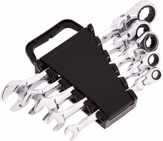 Set di chiavi a cricchetto, 6 pezzi, metrico, flessibile