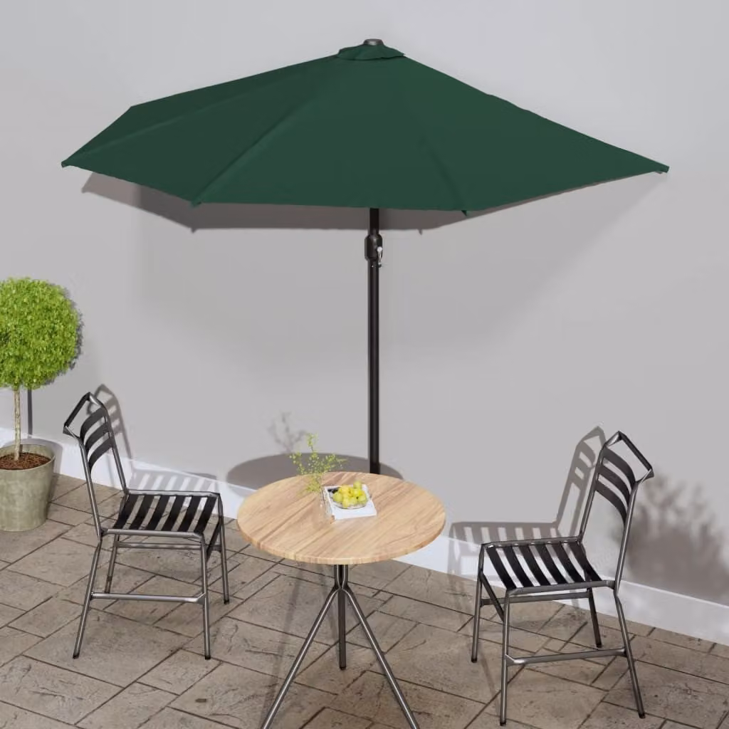 Ombrellone da Balcone vidaXL con Palo in Alluminio e Tessuto in Poliestere Verde L: 270 cm, P: 144 cm