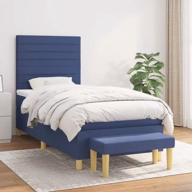 Letto Ibrido con Giroletto a Molle e Materasso vidaXL, Blu e Bianco, L/P/H: 90 x 190 x 31 cm – 1