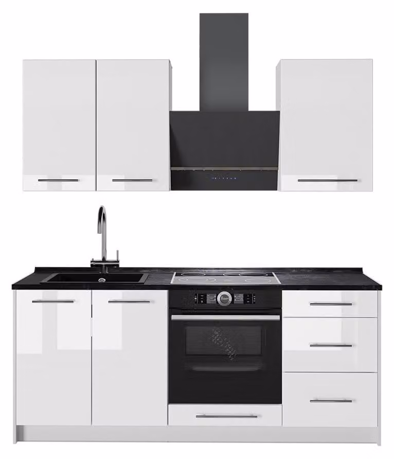 Cucina monoblocco Vicco Fame-Line Bianco lucido/Bianco 190 cm, PL Antracite, Model 64923