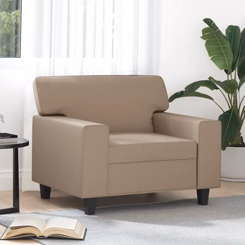 Poltrona Relax Recliner Beige in Similpelle con Braccioli e Struttura in Metallo – 2
