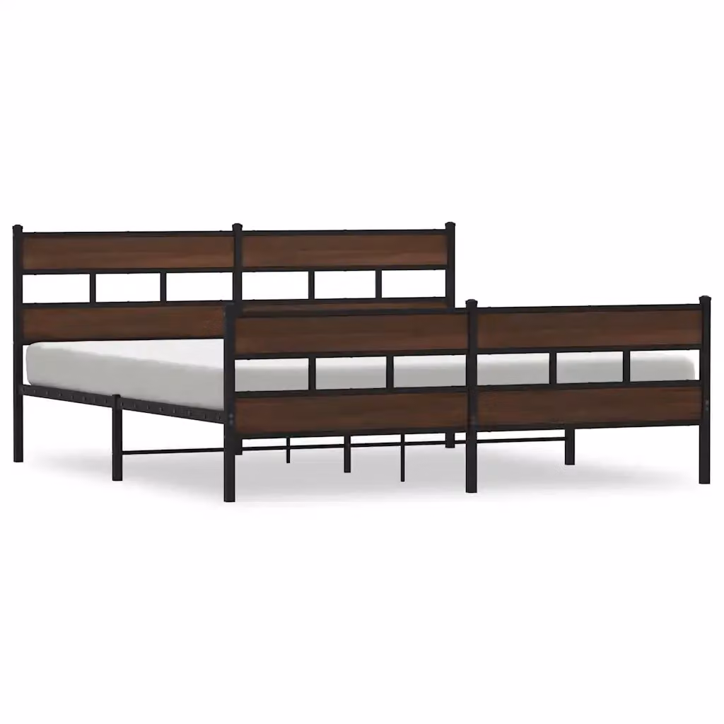 Letto senza materasso vidaXL in metallo e legno color rovere marrone L: 200 cm, P: 200 cm, H: 207 cm – 2