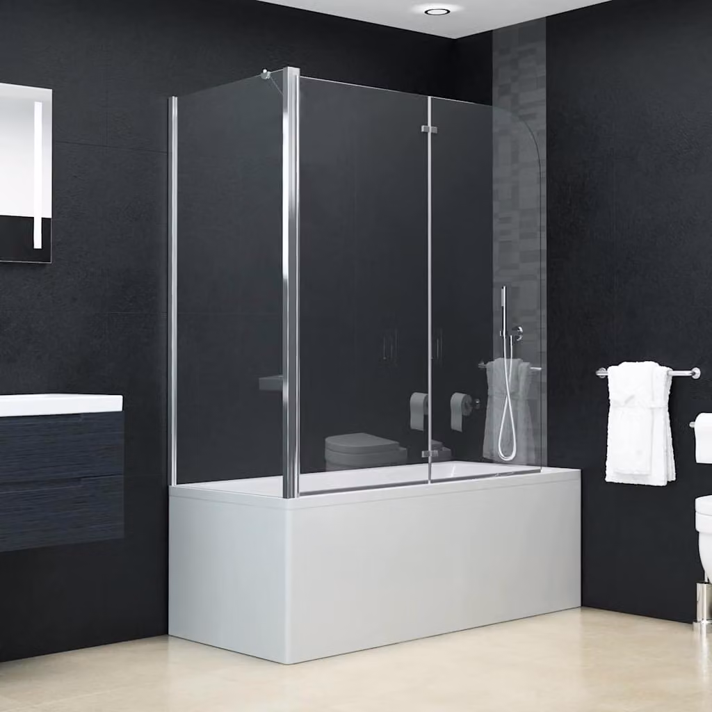 vidaXL Box Doccia Pieghevole Rettangolare in Vetro Trasparente con Profilo Argento L/P/H: 120 x 68 x 130 cm